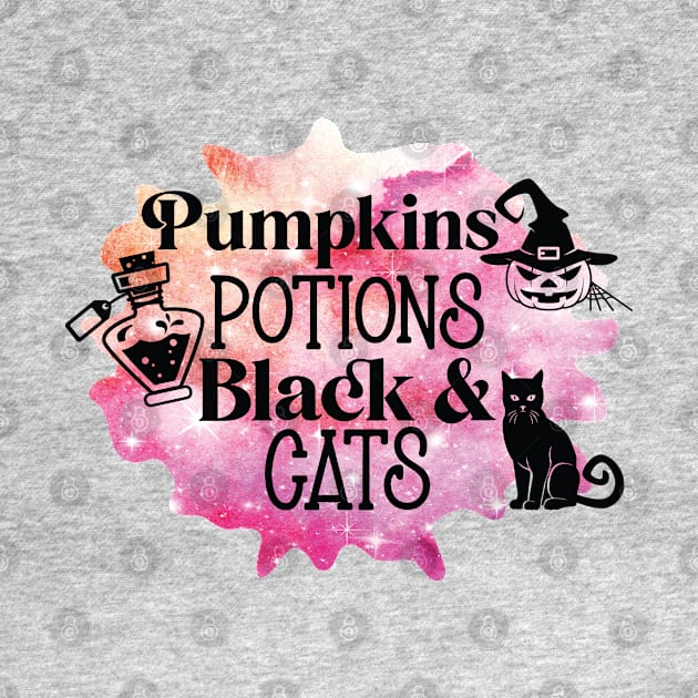 Pumpkin potions and black cats Halloween by alcoshirts